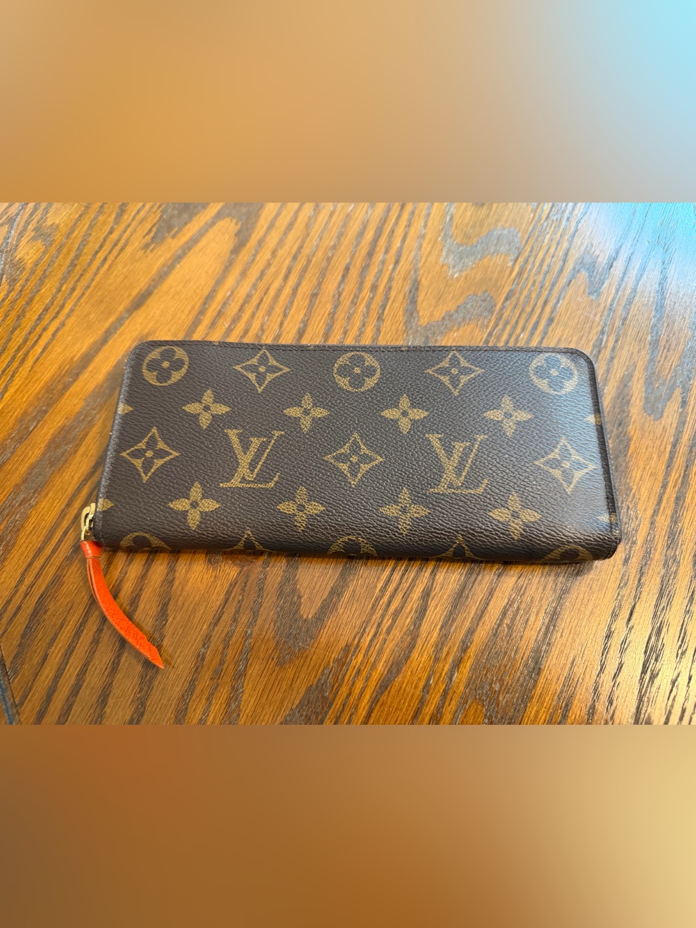 Louis Vuitton Monogram Clemence Zip Around Wallet in Brown with Clementine Pull